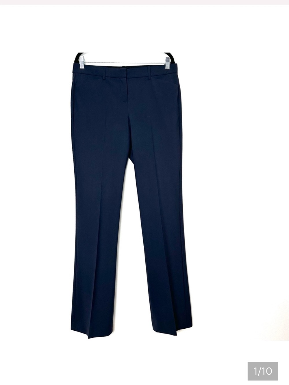 Theory sz 10 Navy Blue Straight Leg Trousers Wool Blend